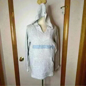 Disneyland Resort Pullover Woven Unisex Medium Blue Long Sleeve Hooded Kangaroo